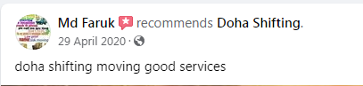 One client express his satisfaction after taking moving service from Doha Shifting.